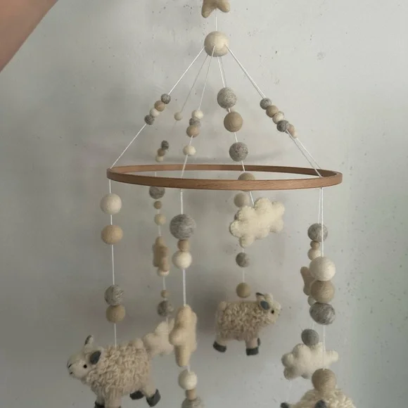 Wool Felt Sheep Baby Mobile - Picture 5 of 9